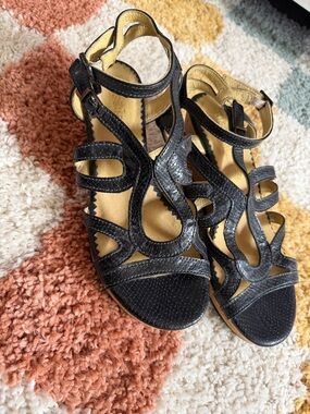 bussola Black Strappy Cutout High Heel Sandals